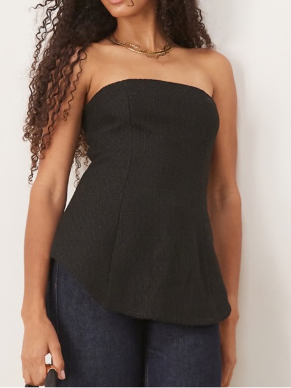 Asos Design Strapless Bandeau Top - Black Size 12